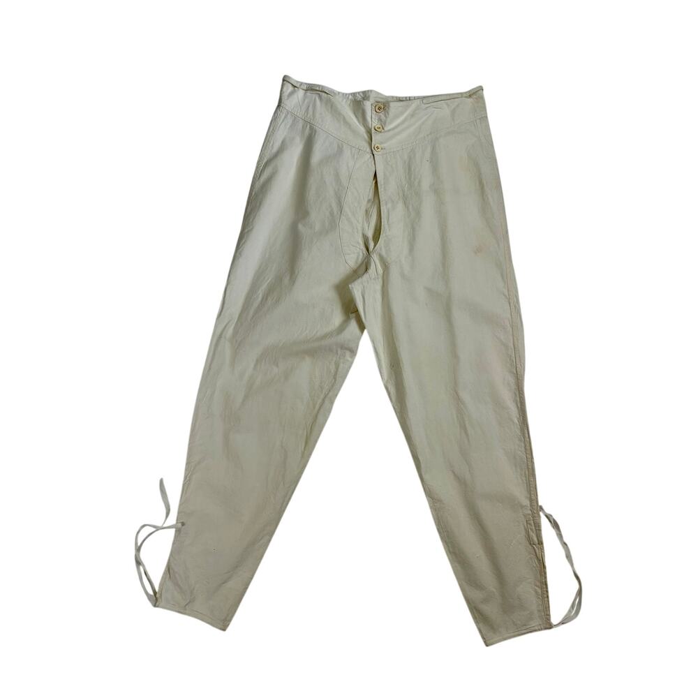 Antique 1920s French Military Muslin Pants J Pauwels Paris 1929 White Linen